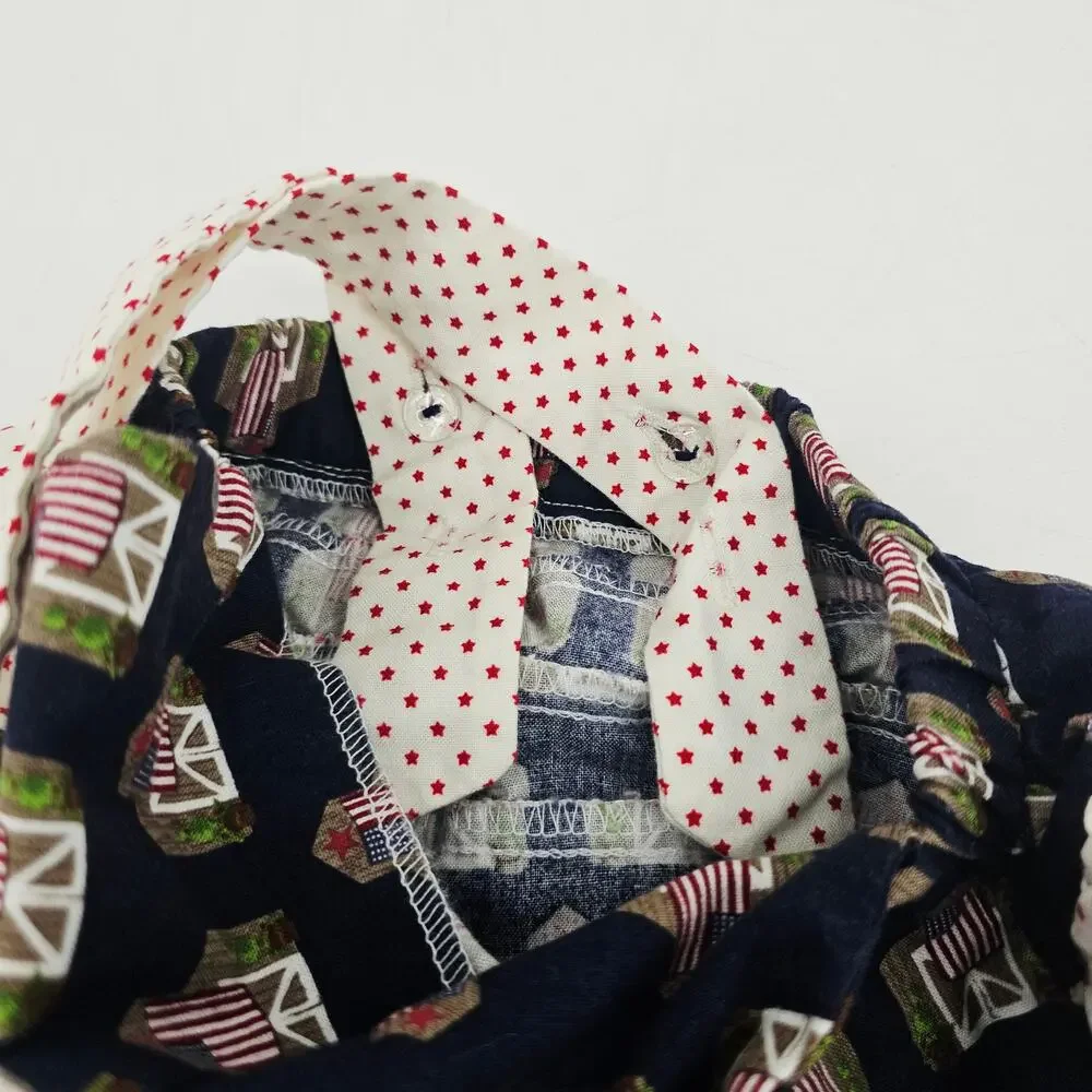 Handmade American Flag Farm Barn Ruffle Bubble Romper Baby Girl 3 months 3478